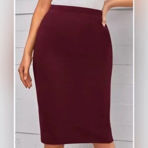 Forever 21 Burgundy/Maroon Pencil Skirt, Medium